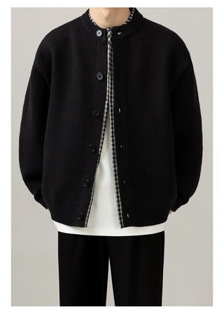 stitched knit cardigan