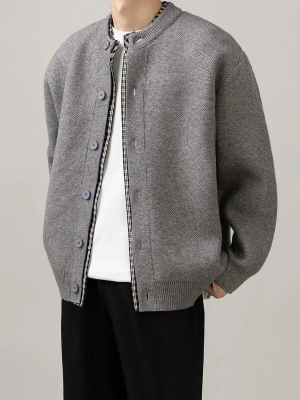 stitched knit cardigan