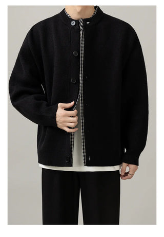 stitched knit cardigan