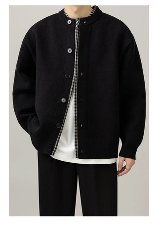 stitched knit cardigan