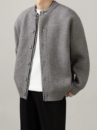 stitched knit cardigan