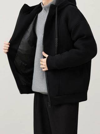 thick hooded coat
