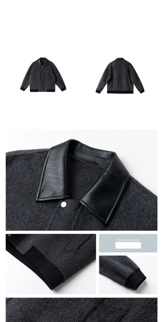 leather wool jacket