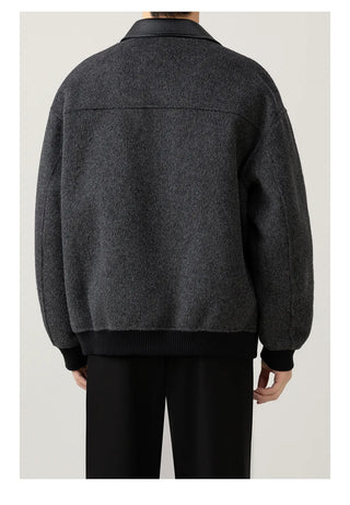 leather wool jacket