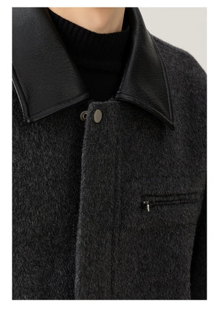 leather wool jacket