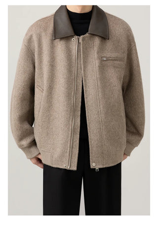 leather wool jacket