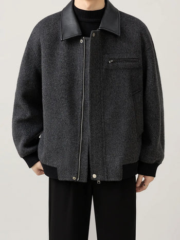 leather wool jacket