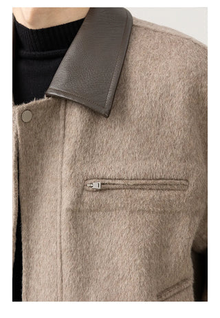 leather wool jacket