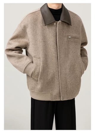 leather wool jacket