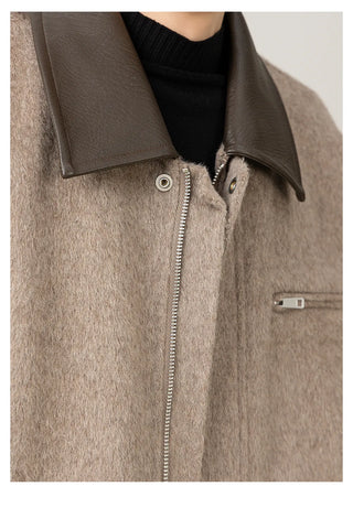 leather wool jacket