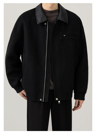 leather wool jacket