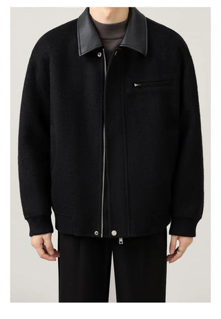 leather wool jacket