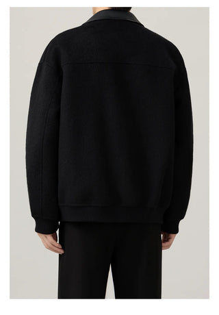 leather wool jacket