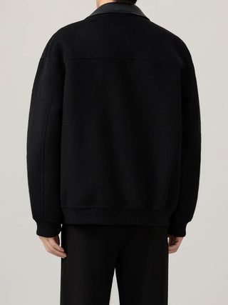 leather wool jacket