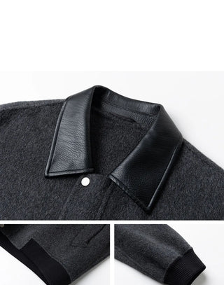 leather wool jacket
