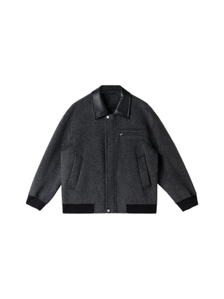 leather wool jacket