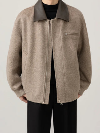 leather wool jacket