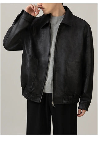 retro leather coat
