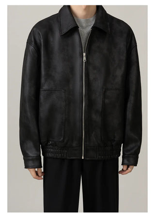 retro leather coat
