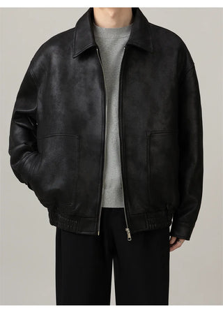 retro leather coat