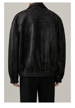 retro leather coat