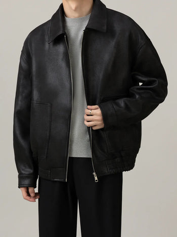 retro leather coat