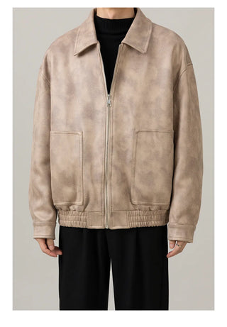 retro leather coat