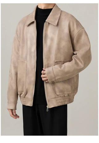 retro leather coat
