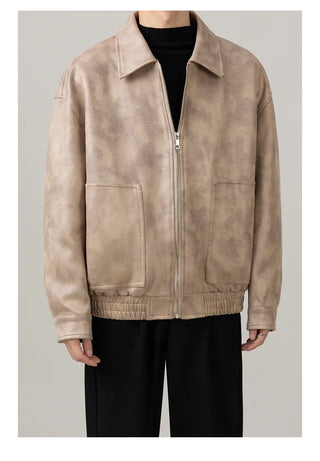 retro leather coat