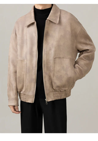 retro leather coat