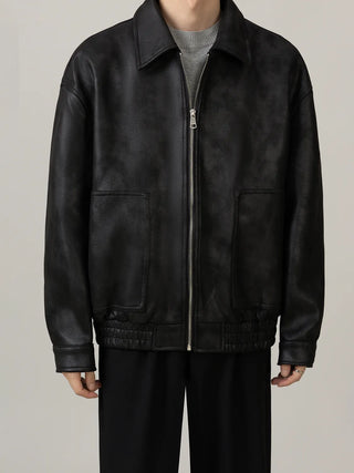 retro leather coat
