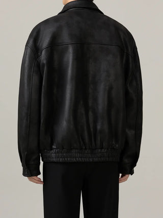 retro leather coat