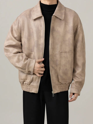retro leather coat