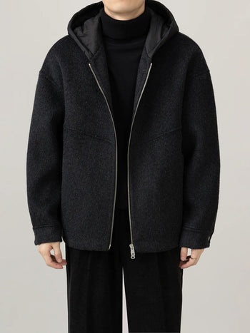 hooded wool jacket