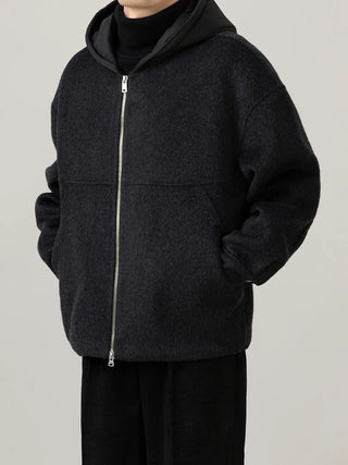 hooded wool jacket