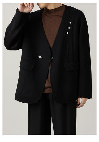 v-neck wool jacket