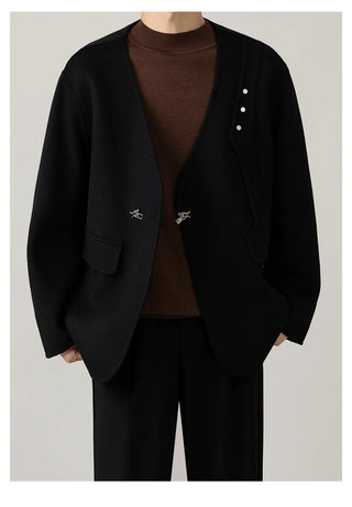 v-neck wool jacket