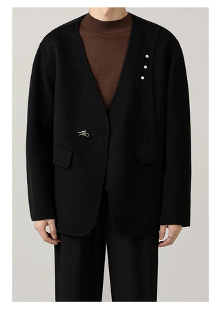 v-neck wool jacket