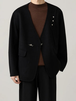 v-neck wool jacket