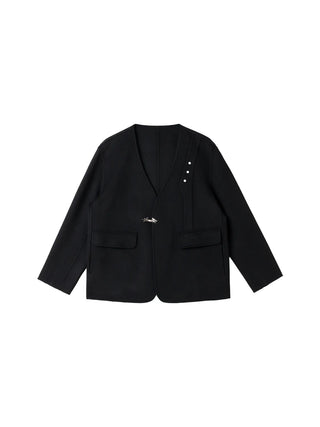 v-neck wool jacket