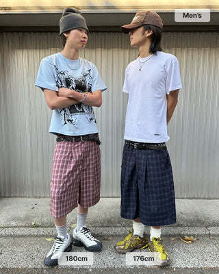 (ORIGINAL) Tartan Check Half Wide Easy Pants