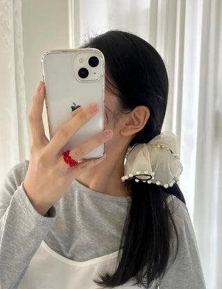 Big Scrunchie Pearl Chiffon Satin Hair Tie Scrunchie