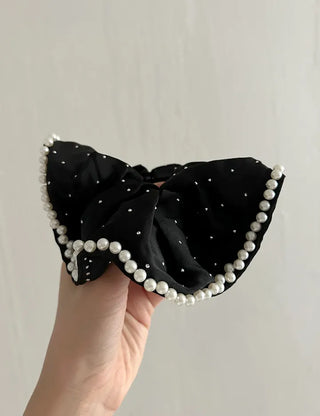 Big Scrunchie Pearl Chiffon Satin Hair Tie Scrunchie
