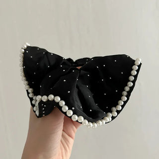 Big Scrunchie Pearl Chiffon Satin Hair Tie Scrunchie