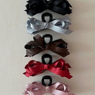 Ribbed satin king ribbon large acrylic hair clip