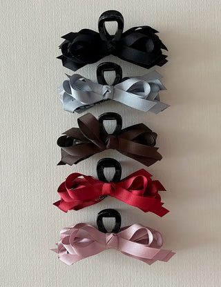 Ribbed satin king ribbon large acrylic hair clip