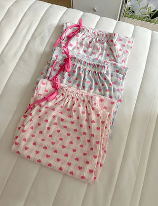 Pink Heart Check Homewear Pajama Pants