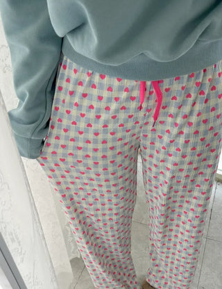 Pink Heart Check Homewear Pajama Pants