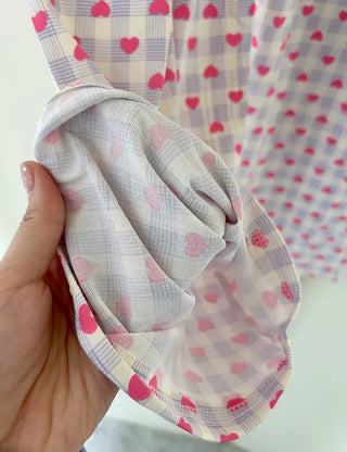 Pink Heart Check Homewear Pajama Pants