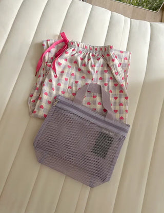 Pink Heart Check Homewear Pajama Pants